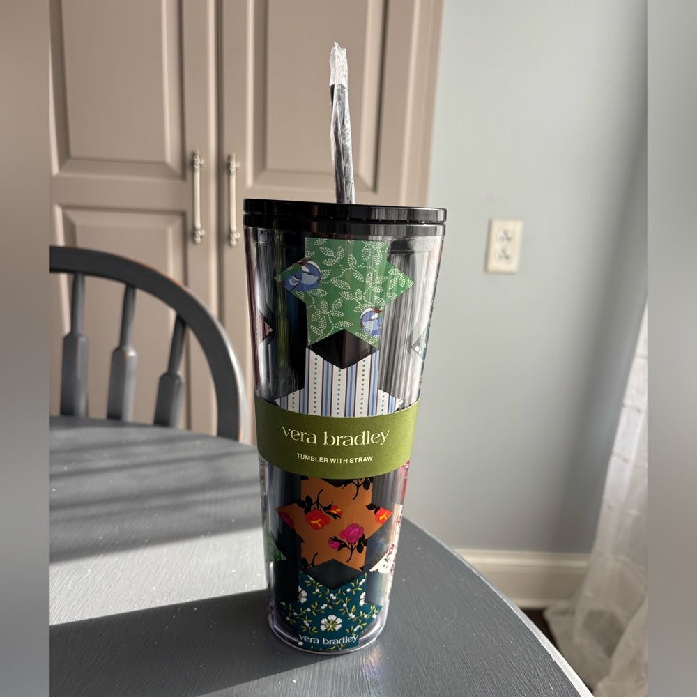 Vera Bradley Star Patchwork Acrylic Tumbler with Straw